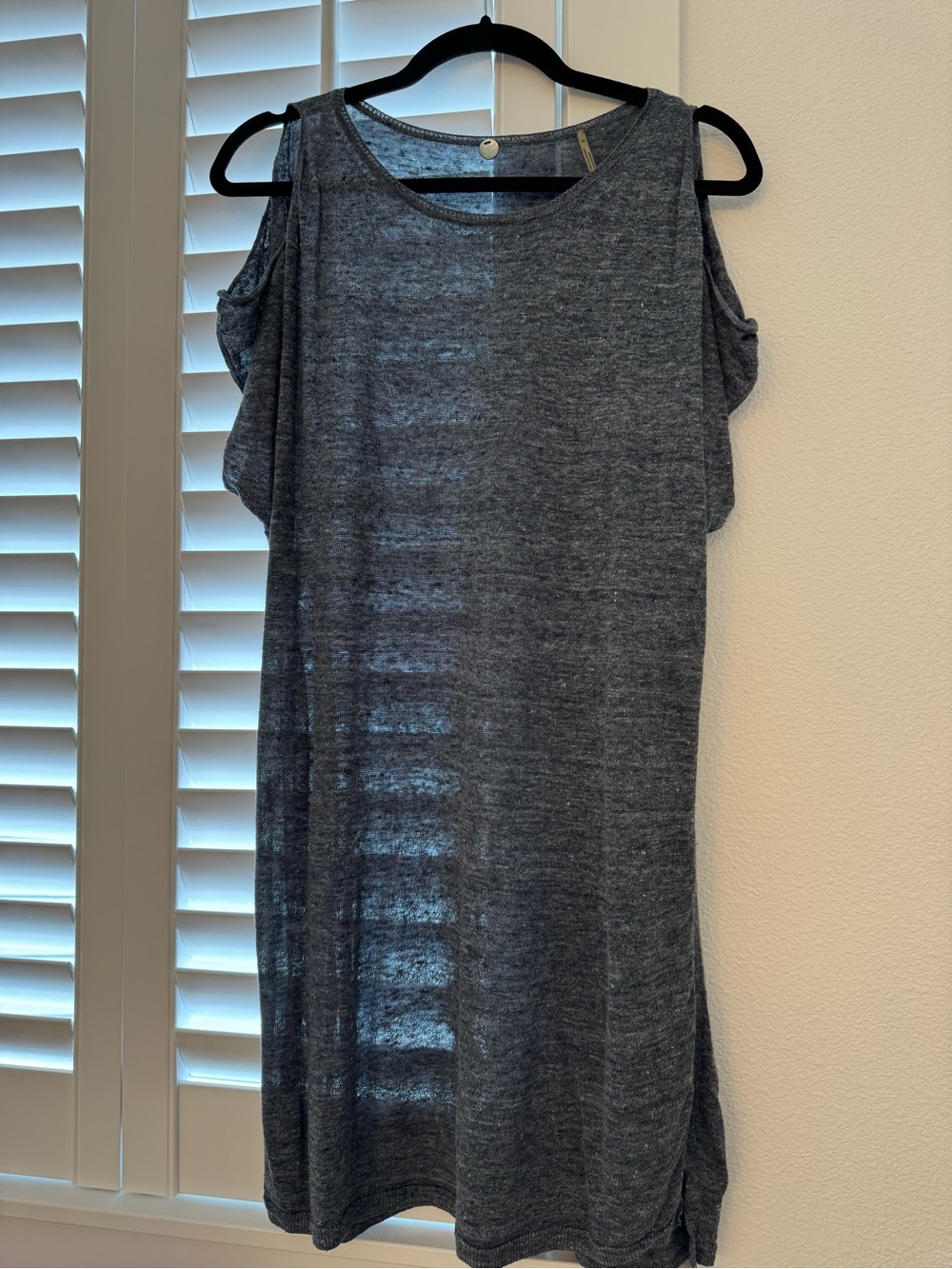 Margaret O'Leary Charcoal Cold-Shoulder Knit Tunic